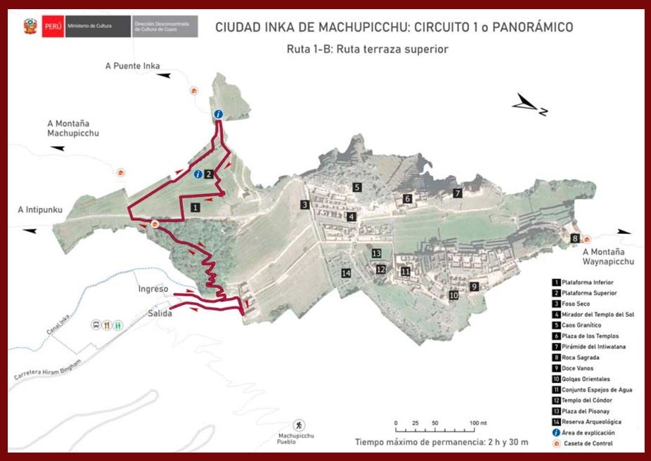 Machu Picchu circuit 1-B: Upper terrace route