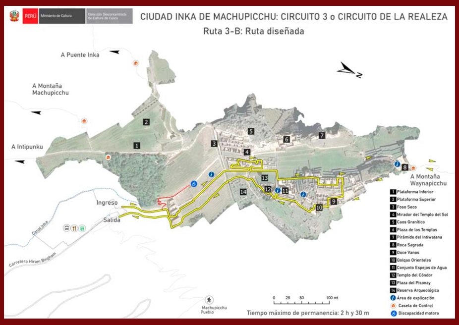 Machu Picchu circuit 3-B: Designed route